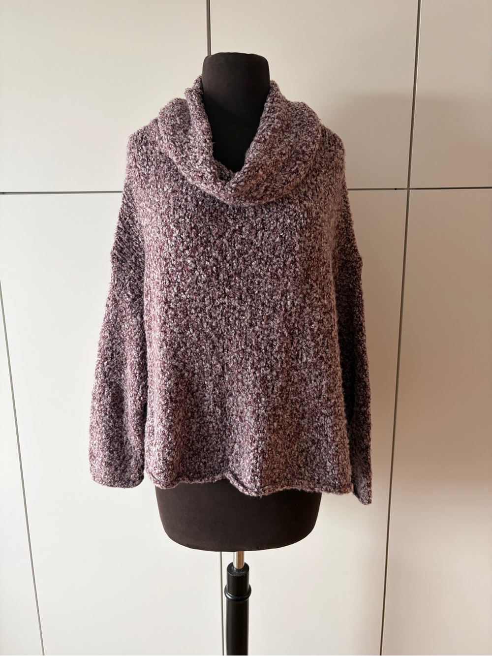 Free People BFF Cowl Neck Sweater Brown Burgundy Heathered Oversized XS - Picture 2 of 13